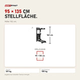 Maßbild Titanium Strength Elite Series Wadenmaschine Stehend: Stellfläche 95 × 135 cm, Höhe 162 cm