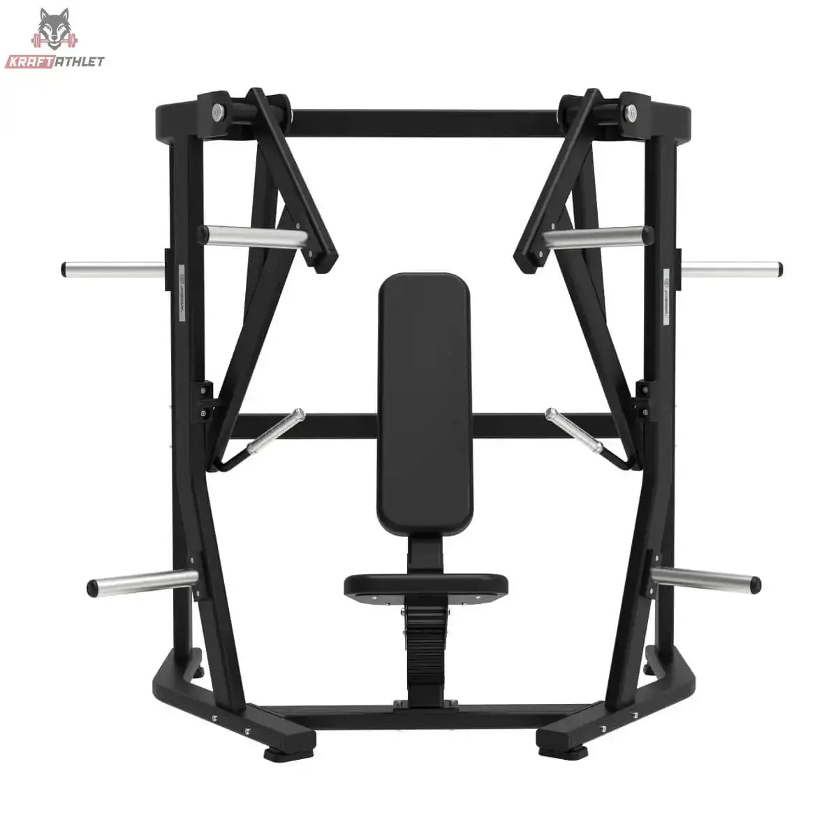Titanium Strength Elite Series Wide Chest Press in Frontansicht mit Rückenpolster, Sitz und Scheibenhornen