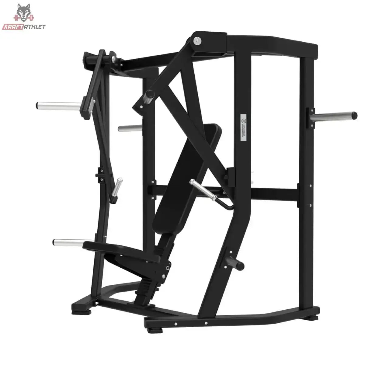Titanium Strength Elite Series Wide Chest Press in Schrägansicht von hinten links mit Hebelarmen