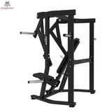Titanium Strength Elite Series Wide Chest Press in Seitenansicht mit geneigter Rückenlehne und Fußstütze