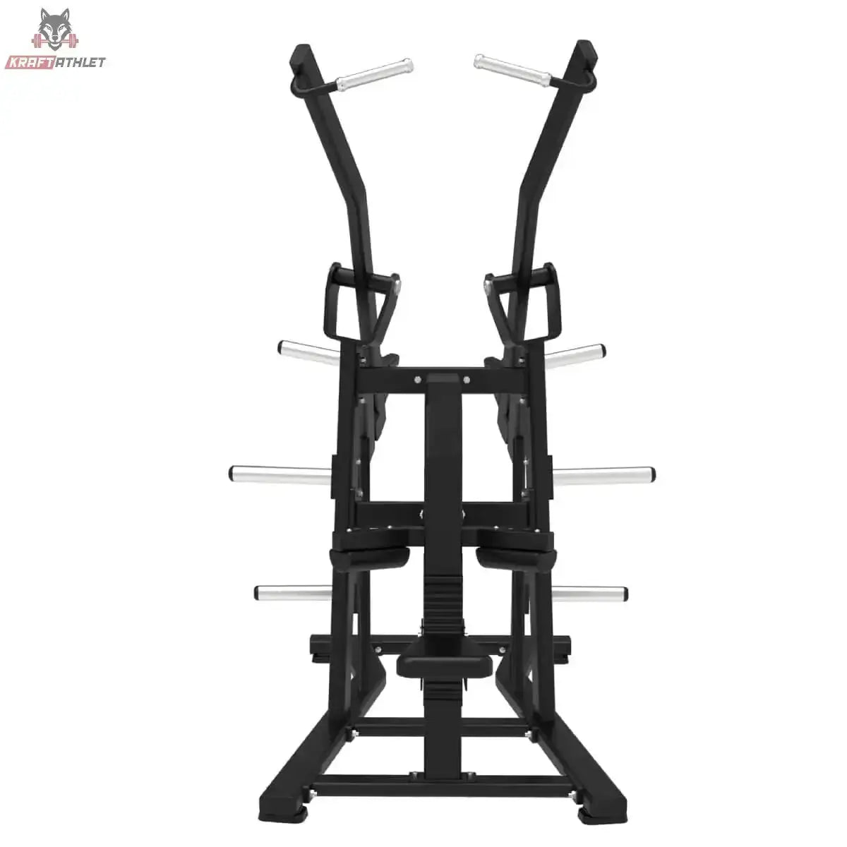 Titanium Strength Elite Series Wide IsoLateral Lat Pulldown in Frontansicht mit beiden Zugarmen und Scheibenhörnern