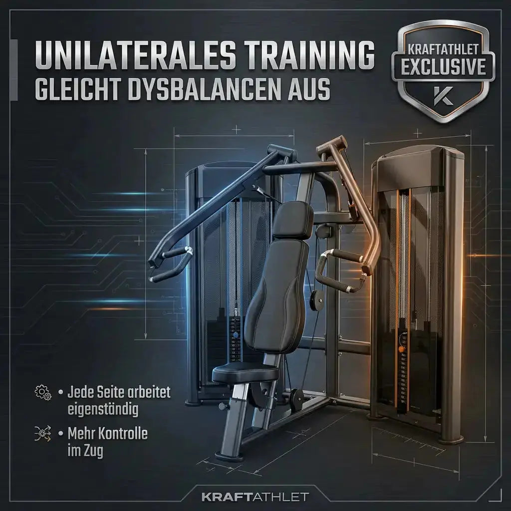 Titanium Strength Elite Series Wide IsoLateral Lat Pulldown als Infografik zum unilateralen Training