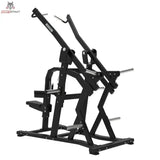 Titanium Strength Elite Series Wide IsoLateral Lat Pulldown in Seitenansicht mit Zugarm, Sitz und Oberschenkelpolster