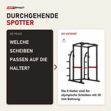 Frage und Antwort zu Titanium Strength Evolution HD Power Rack RH70: Welche Scheiben passen auf die Halter?