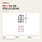 Maßbild Titanium Strength Evolution HD Power Rack RH70: Stellfläche 157 × 156 cm, Höhe 215 cm