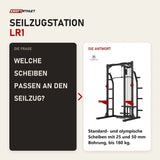 Frage und Antwort zu Titanium Strength Evolution Heavy Duty Half Rack RH50 mit Latzug: Welche Scheiben passen an den Seilzug?