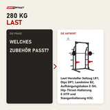 Frage und Antwort zu Titanium Strength Evolution Heavy Duty Half Rack RH50: Welches Zubehör passt?