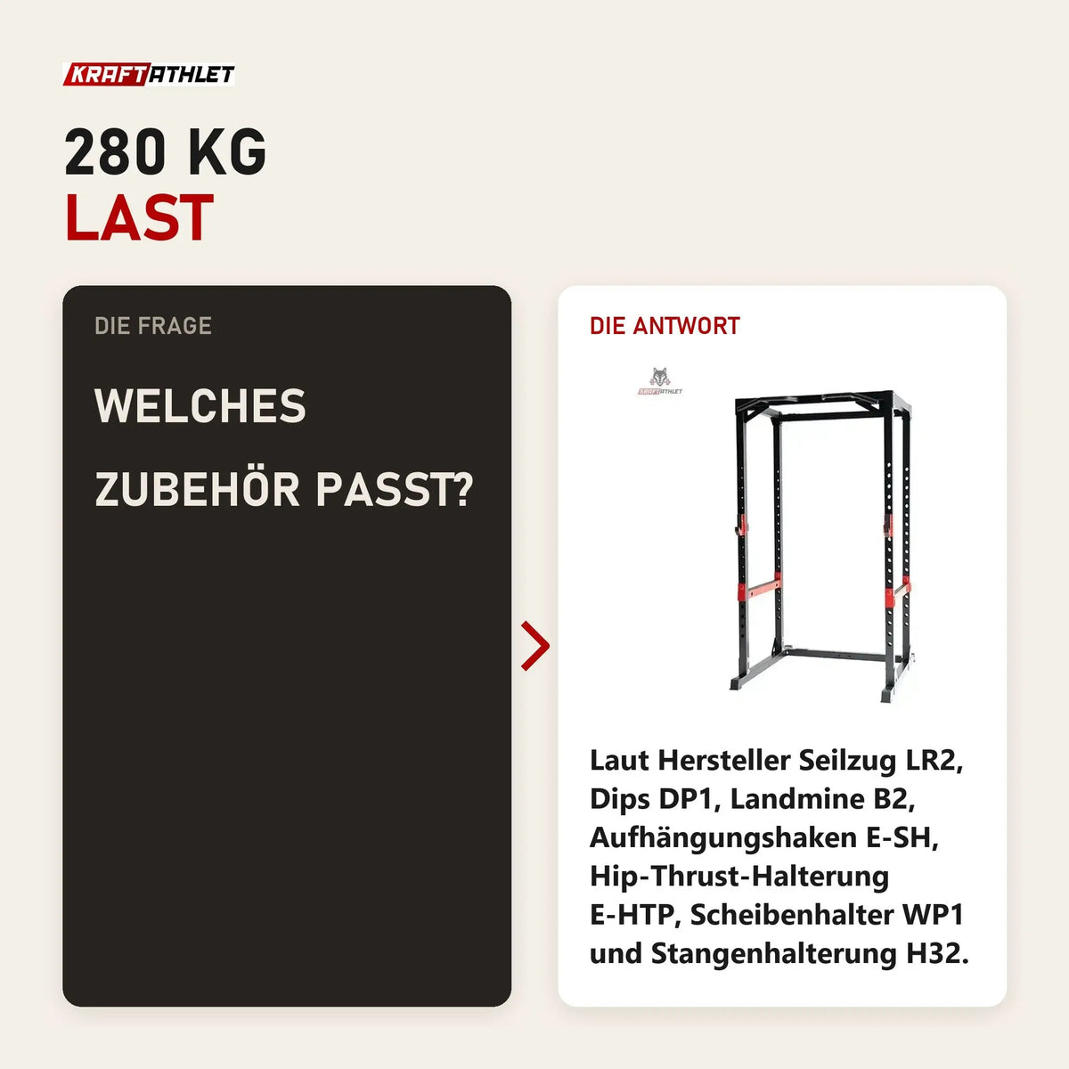 Frage und Antwort zu Titanium Strength Evolution Heavy Duty Power Rack RH60: Welches Zubehör passt?