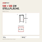 Maßbild Titanium Strength Evolution Heavy Duty Power Rack RH60: Stellfläche 130 × 120 cm, Höhe 215 cm