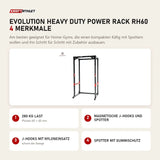 Titanium Strength Evolution Heavy Duty Power Rack RH60 mit 4 Merkmalen: 280 kg Last, Magnetische J-Hooks und Spotter, J-Hooks mit Nyloneinsatz, Spotter mit Gummischutz