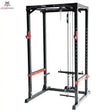 Titanium Strength Evolution Power Rack RH60 mit Kabelzug LR2 in Schrägansicht mit Latzug und Low-Row-Kabelzug