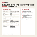 Technische Daten und Merkmale von Titanium Strength Evolution Smith Machine mit Rack RM10 als Tabelle