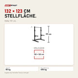 Maßbild Titanium Strength Faltbares Squat Rack Professionell: Stellfläche 132 × 123 cm, Höhe 191 cm