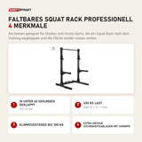 Titanium Strength Faltbares Squat Rack Professionell mit 4 Merkmalen: In unter 60 Sekunden geklappt, 450 kg Last, Klimmzugstange bis 300 kg, Extra große Sicherheitsablagen mit UHMWPE