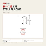 Maßbild Titanium Strength Faltbares Wandrack FR360: Stellfläche 69 × 133 cm, Höhe 215 cm