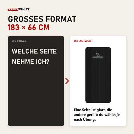 Frage und Antwort zu Titanium Strength FML Fitnessmatte Large: Welche Seite nehme ich?