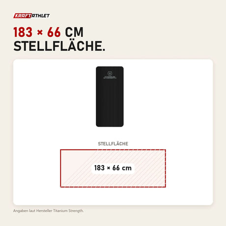 Maßbild Titanium Strength FML Fitnessmatte Large: Stellfläche 183 × 66 cm