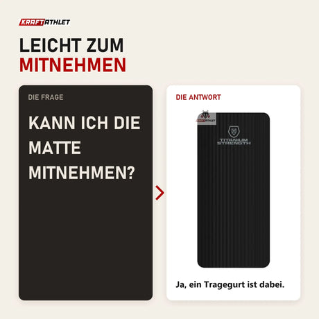 Frage und Antwort zu Titanium Strength FMS Fitnessmatte Small: Kann ich die Matte mitnehmen?