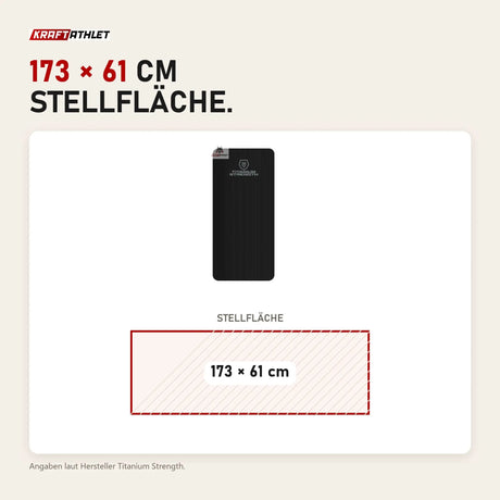 Maßbild Titanium Strength FMS Fitnessmatte Small: Stellfläche 173 × 61 cm