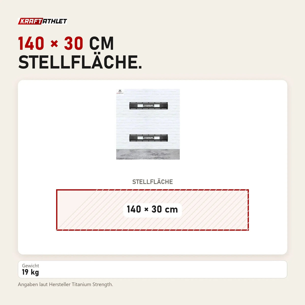 Maßbild Titanium Strength FR360-ST Verstärkungsset für FR360: Stellfläche 140 × 30 cm