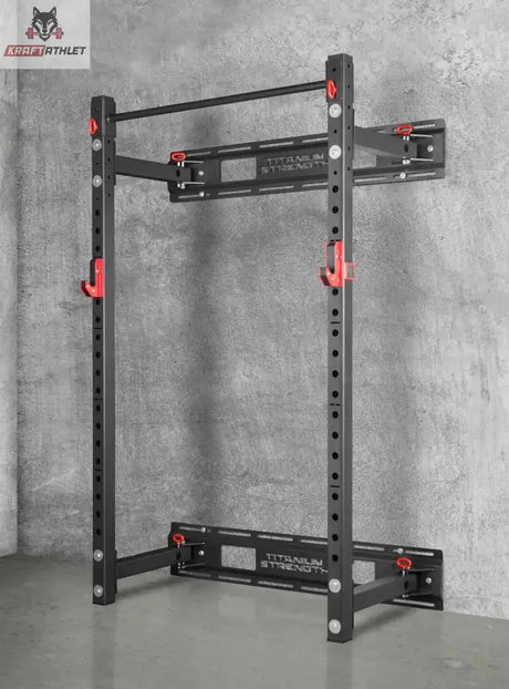 Titanium Strength FR360-ST Verstärkungsset für FR360 am ausgeklappten Rack an Betonwand, Schrägansicht