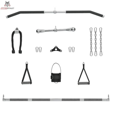 Titanium Strength FT90 Seilzugstation mit Smith-Maschine mit Zubehör: Stangen, Griffe, Karabiner und Ketten