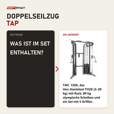 Frage und Antwort zu Titanium Strength Functional Cable Pack mit Hanteln: Was ist im Set enthalten?