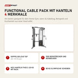 Titanium Strength Functional Cable Pack mit Hanteln mit 4 Merkmalen: Doppelseilzug TAP, 150X Beinstrecker und Beinbeuger, Hex-Hanteln TH20 2–20 kg mit Rack, 80 kg olympische Scheiben