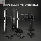 Titanium Strength Functional Cable Pack mit Hanteln, Gesamtset mit Hantelablage, Bank und Zuggriffen