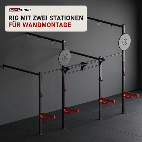 Titanium Strength Functional Wall RIG T2 in einem fertig eingerichteten Studio mit dunklen Wänden und Gummiboden