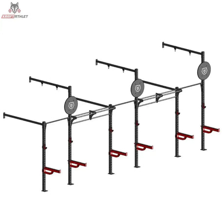 Titanium Strength Functional Wall RIG T3 in Schwarz mit roten Ablagen, Schrägansicht
