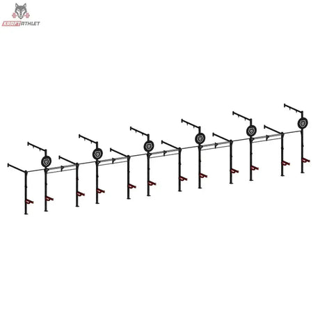 Titanium Strength Functional Wall RIG T6, Schrägansicht der langen Wandversion mit mehreren Stationen