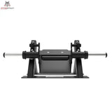 Titanium Strength Fußheber-/Tibialis-Anterior-Trainer Elite Series in der Frontansicht mit Hantelstange und seitlichen Scheibenaufnahmen