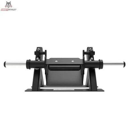 Titanium Strength Fußheber-/Tibialis-Anterior-Trainer Elite Series in der Frontansicht mit Hantelstange und seitlichen Scheibenaufnahmen