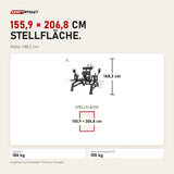 Maßbild Titanium Strength Genesis Series IsoLateral Beinbeuger Knien: Stellfläche 155,9 × 206,8 cm, Höhe 148,3 cm