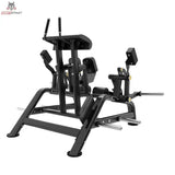 Titanium Strength Genesis Series IsoLateral Beinbeuger Knien – Schrägansicht von hinten mit Rahmen und Hebeln, schwarz