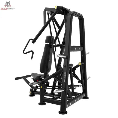 Titanium Strength Genesis Series IsoLateral Schrägbank-Brustpresse – Seitliche Ansicht mit Rahmen und Scheibenaufnahmen, schwarz