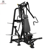 Titanium Strength Genesis Series IsoLateral Schrägbank-Brustpresse – Schrägansicht von vorne mit Rückenlehne und Hebelarmen, schwarz