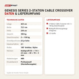 Technische Daten und Lieferumfang von Titanium Strength Genesis Series 2-Station Cable Crossover als Tabelle