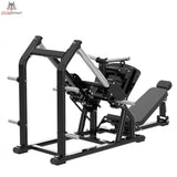Titanium Strength Genesis Series 45-Grad-Beinpresse in Schwarz, Seitenansicht mit Schulterpolstern und Rückenlehne