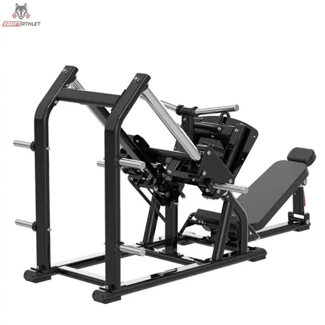 Titanium Strength Genesis Series 45-Grad-Beinpresse in Schwarz, Seitenansicht mit Schulterpolstern und Rückenlehne