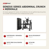 Titanium Strength Genesis Series Abdominal Crunch mit 4 Merkmalen: Rumpfbeugen + Beinheben, 100 kg Steckgewicht, Griffe über Schulterhöhe, Sitz 80 mm