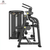 Titanium Strength Genesis Series Abdominal Crunch in Seitenansicht mit Hebelarm, Griffen und Fußrolle in Schwarz