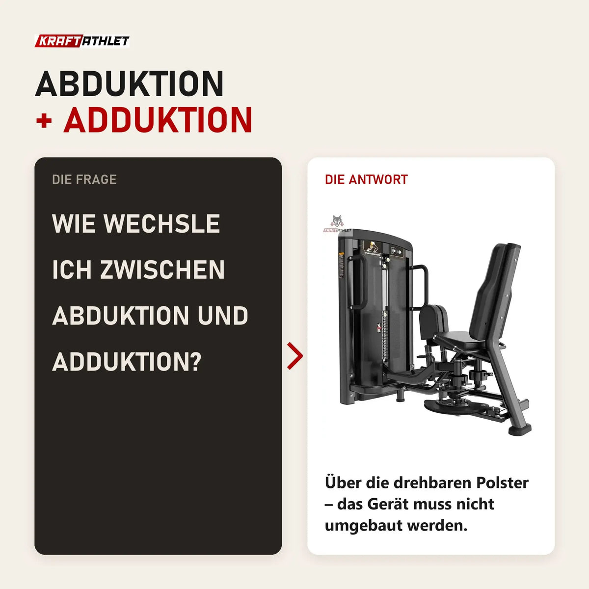 Frage und Antwort zu Titanium Strength Genesis Series Abduktor-Adduktor: Wie wechsle ich zwischen Abduktion und Adduktion?