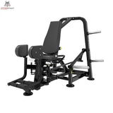 Titanium Strength Genesis Series Abduktorenmaschine Plate-Loaded – Schrägansicht von rechts mit Beinpolstern und Rahmenbogen