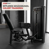 Titanium Strength Genesis Series Abduktorenmaschine in einem fertig eingerichteten Studio mit dunklen Wänden und Gummiboden