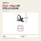 Maßbild Titanium Strength Genesis Series Adduktorenhebel: Stellfläche 174,5 × 156,6 cm, Höhe 160,5 cm