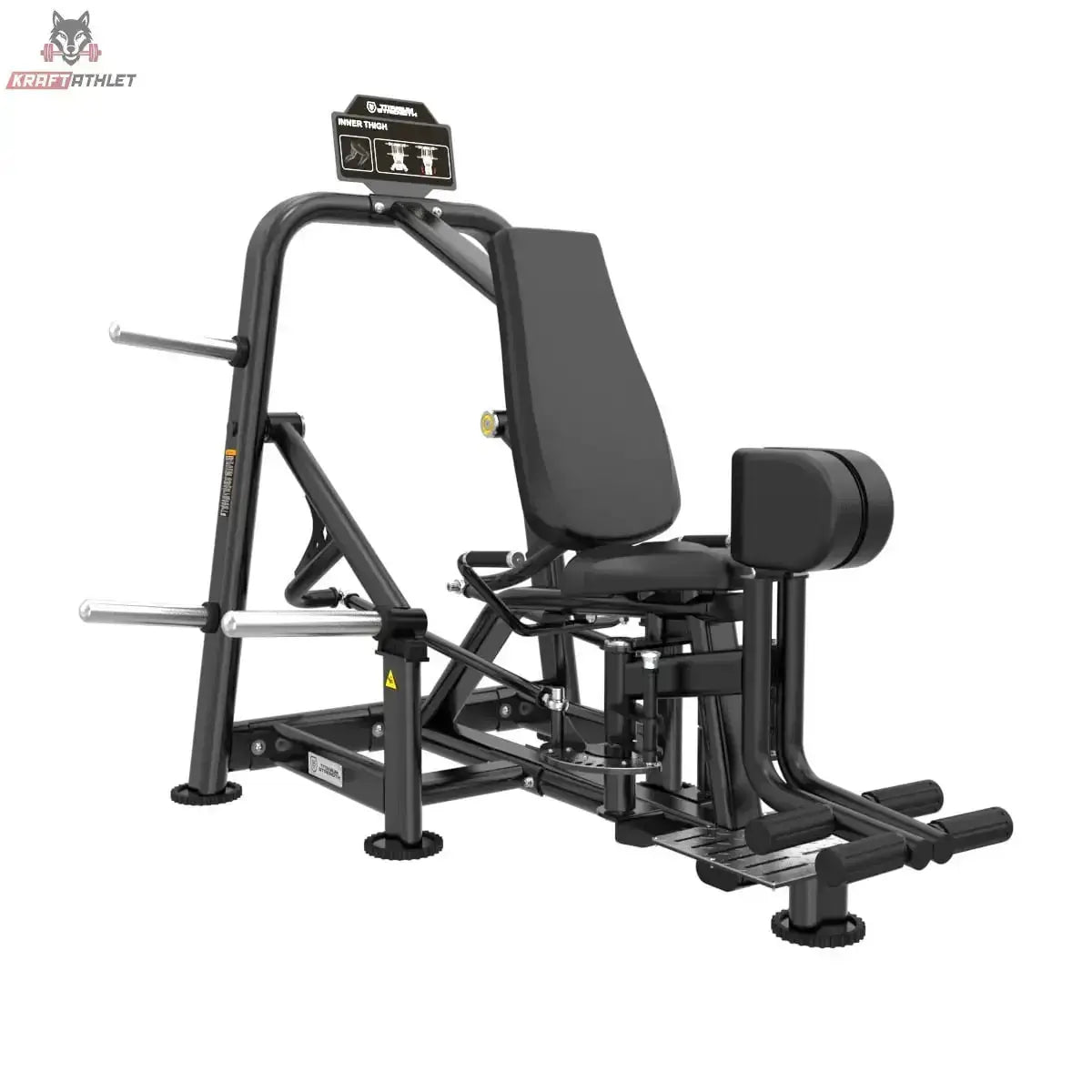 Titanium Strength Genesis Series Adduktorenhebel in Schrägansicht von vorne mit Sitz und Beinpolstern