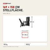 Maßbild Titanium Strength Genesis Series Adduktorenmaschine: Stellfläche 169 × 158 cm, Höhe 148 cm