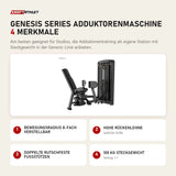 Titanium Strength Genesis Series Adduktorenmaschine mit 4 Merkmalen: Bewegungsradius 8-fach verstellbar, Hohe Rückenlehne, Doppelte rutschfeste Fußstützen, 100 kg Steckgewicht